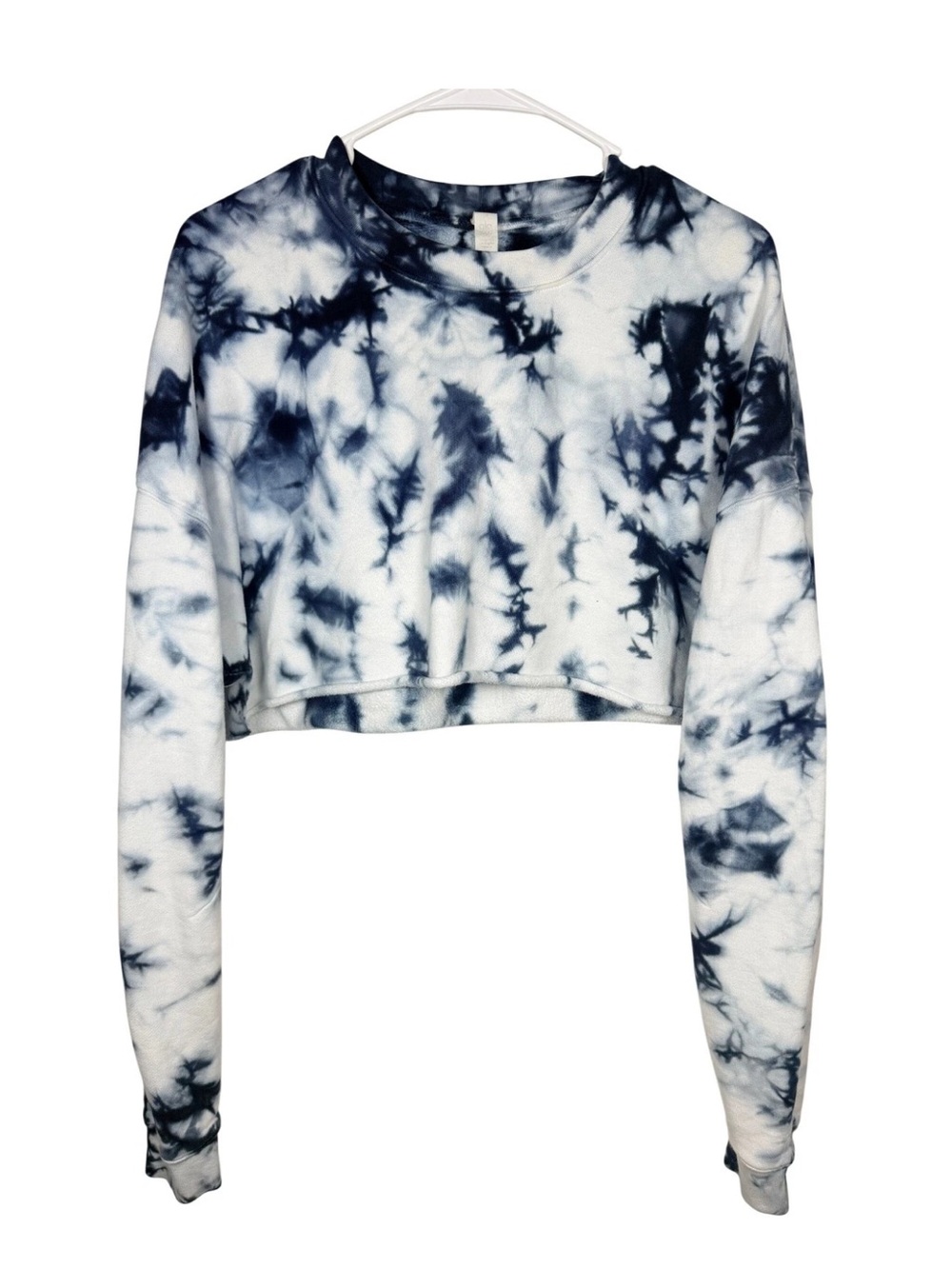 ALO Yoga Navy and White Tie-Dye Cropped Sweatshirt